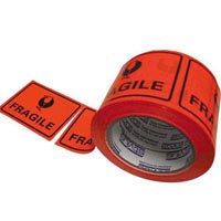 stylus printed packaging labels fragile 75 x 50mm fluoro roll 500