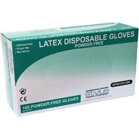 stylus latex powder-free disposable gloves small/medium natural pack 100
