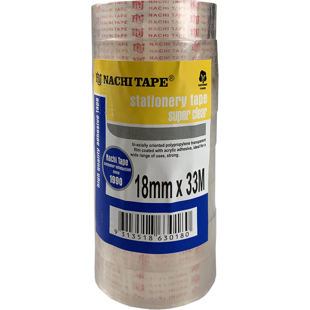 Image for NACHI 630 STATIONERY TAPE 18MM X 33M TRANSPARENT PACK 8 from MOE Office Products Depot Mackay & Whitsundays