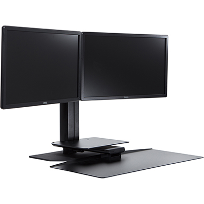 Image for SYLEX UPRITE ERGO DUAL MONITOR SIT-STAND WORKSTATION BLACK from MOE Office Products Depot Mackay & Whitsundays