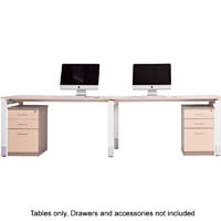 oblique height adjustable 2 person straight desk 2400 x 750 x 720mm snow maple