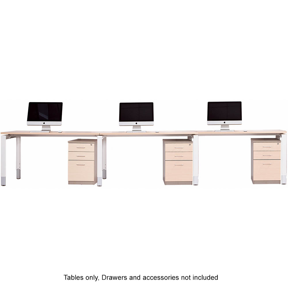 Image for OBLIQUE HEIGHT ADJUSTABLE 3 PERSON STRAIGHT DESK 3600 X 750 X 720MM SNOW MAPLE from Ross Office Supplies Office Products Depot