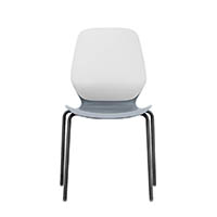 sylex kaleido chair 4 leg no arms white steel frame grey seat
