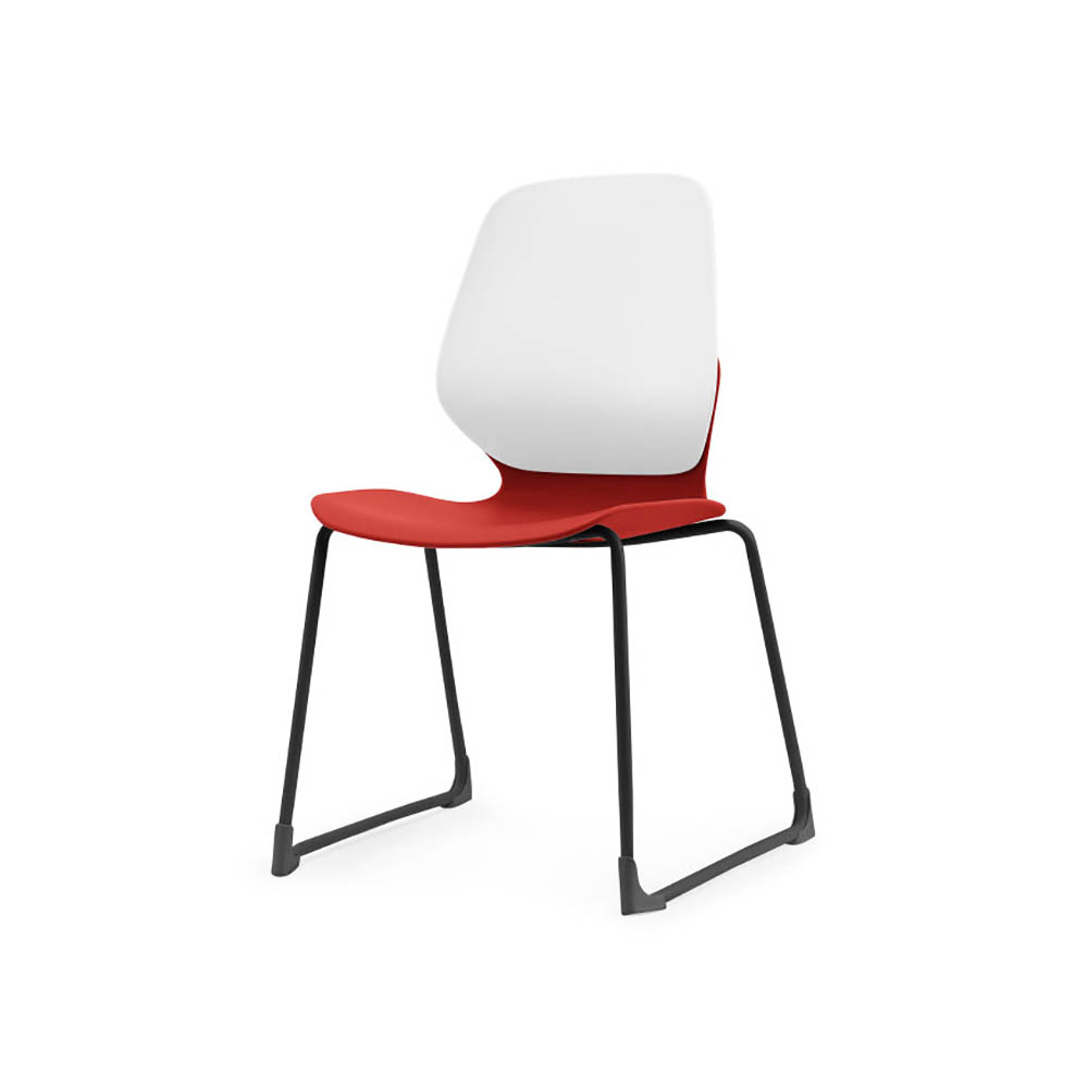 Image for SYLEX KALEIDO CHAIR WHITE SLED FRAME RED SEAT from Barkers Rubber Stamps & Office Products Depot