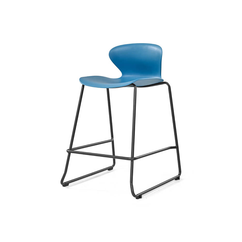 Image for SYLEX KALEIDO 650H STOOL WITH BLACK SLED FRAME BLUE SEAT from Total Supplies Pty Ltd