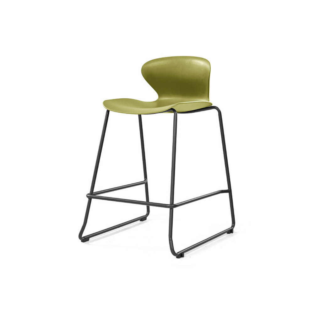 Image for SYLEX KALEIDO 650H STOOL WITH BLACK SLED FRAME OLIVE SEAT from Barkers Rubber Stamps & Office Products Depot