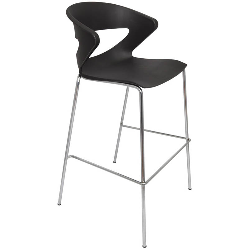 Image for RAPIDLINE TAURUS POLY BARSTOOL CHROME BASE BLACK from Albany Office Products Depot