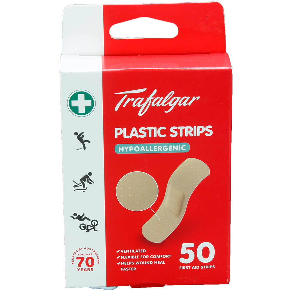 Image for TRAFALGAR PLASTIC STRIPS HYPOALLEREGENIC PACK 50 from Albany Office Products Depot