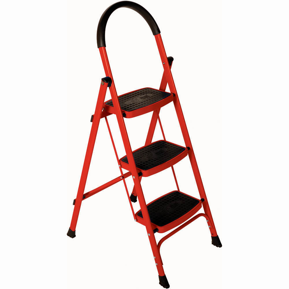 Image for BRADY 3 STEP LADDER 120KG RED from Barkers Rubber Stamps & Office Products Depot