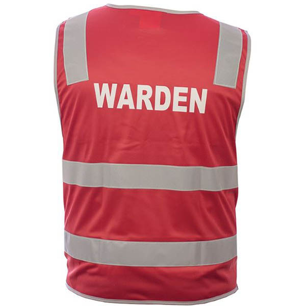 Image for TRAFALGAR HI-VIS WARDEN VEST DAY/NIGHT RED LARGE from Ross Office Supplies Office Products Depot