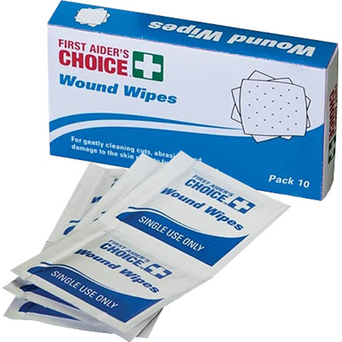 Image for FIRST AIDERS CHOICE WOUND WIPES PACK 10 from Barkers Rubber Stamps & Office Products Depot