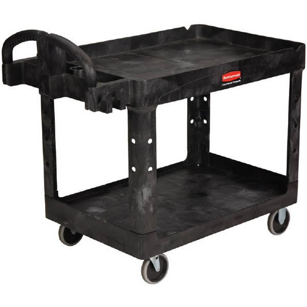 Image for RUBBERMAID HEAVY DUTY UTILITY CART LIP SHELF BLACK from MOE Office Products Depot Mackay & Whitsundays