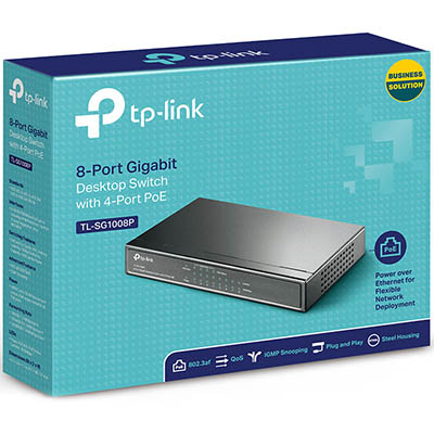 Image for TP-LINK TL-SG1008P 8-PORT GIGABIT DESKTOP SWITCH WITH 4-PORT POE from Ross Office Supplies Office Products Depot