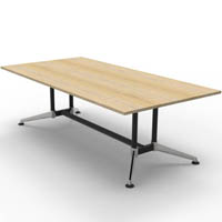 rapidline typhoon boardroom table 2400 x 1200 x 750mm natural oak