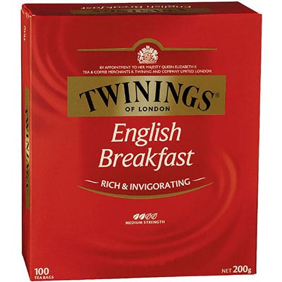Image for TWININGS CLASSICS ENGLISH BREAKFAST TEA BAGS PACK 100 from MOE Office Products Depot Mackay & Whitsundays