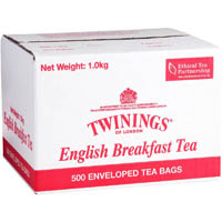 twinings english breakfast envelope tea bags carton 500