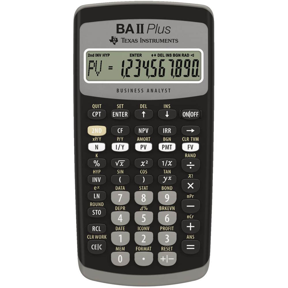 Image for TEXAS INSTRUMENTS TI BA-II PLUS FINANCIAL CALCULATOR from Barkers Rubber Stamps & Office Products Depot