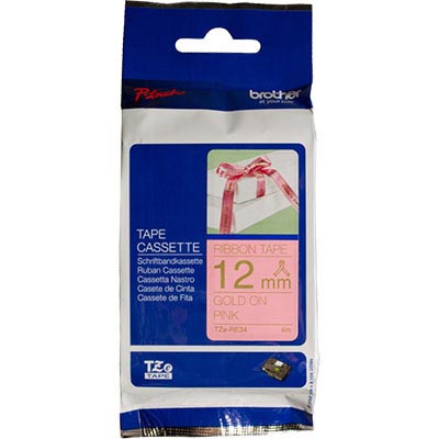 Image for BROTHER TZE-RE34 RIBBON TAPE 12MM GOLD ON PINK from Office Products Depot