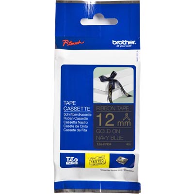 Image for BROTHER TZE-RN34 RIBBON TAPE 12MM GOLD ON NAVY BLUE from Office Products Depot