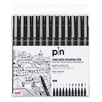 uni pin pin20012p fineliner pen drawing set pack of 12 black