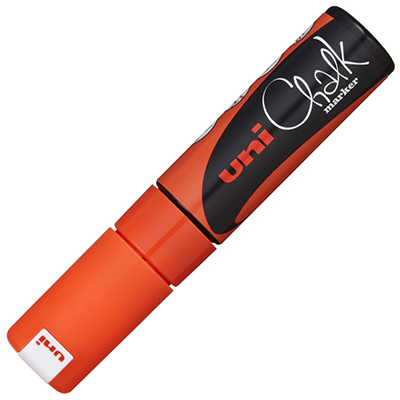Image for UNI-BALL CHALK MARKER CHISEL TIP 8MM FLUORO ORANGE from Office Products Depot