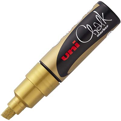 Image for UNI-BALL CHALK MARKER CHISEL TIP 8MM GOLD from Barkers Rubber Stamps & Office Products Depot