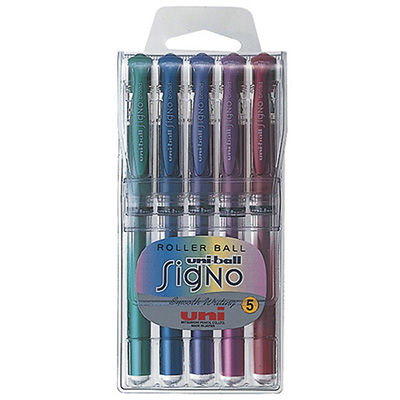 Image for UNI-BALL UM153 SIGNO GEL INK PEN 1.0MM METALLIC COLOURS PACK 5 from Office Products Depot