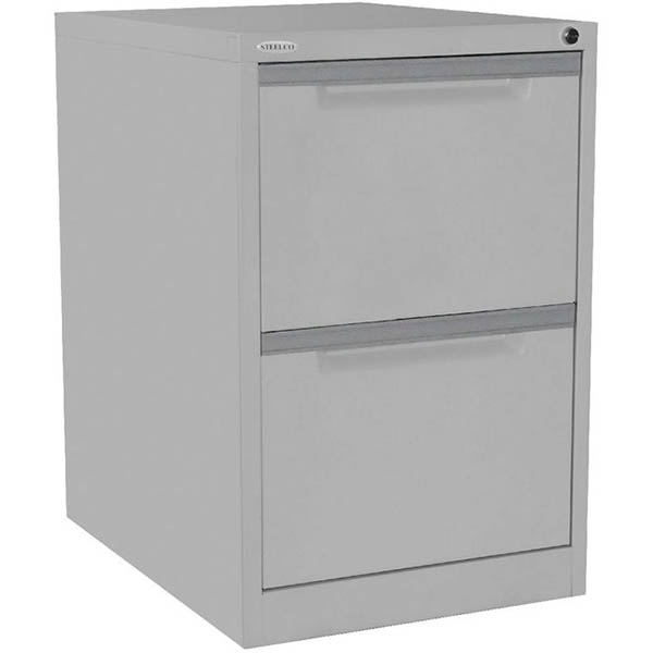 Image for STEELCO FILING CABINET 2 DRAWER 470 X 620 X 710MM SILVER GREY from MOE Office Products Depot Mackay & Whitsundays