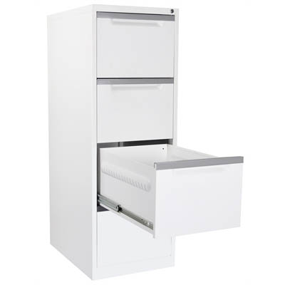 Image for STEELCO FILING CABINET 4 DRAWER 470 X 620 X 1320MM WHITE SATIN from Barkers Rubber Stamps & Office Products Depot