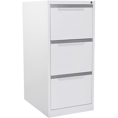Image for STEELCO A3 FILING CABINET 3 DRAWER 580 X 620 X 1320MM WHITE SATIN from Office Products Depot