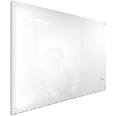 Image for VISIONCHART LUMIERE MAGNETIC GLASSBOARD WITH PEN TRAY 2100 X 1200MM WHITE from Office Business Office Products Depot
