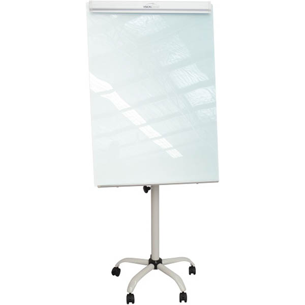 Image for VISIONCHART GLASSBOARD FLIPCHART EASEL STAND MAGNETIC 700 X 960MM from MOE Office Products Depot Mackay & Whitsundays