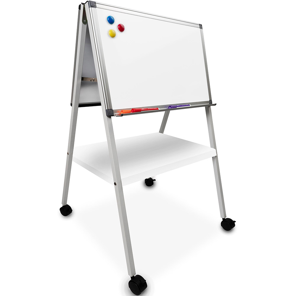 Image for VISIONCHART EDUCATION BETA MINI EASEL MOBILE DOUBLE SIDED PORCELAIN WHITEBOARD 1000 X 600MM WHITE from Total Supplies Pty Ltd