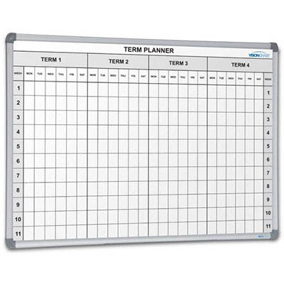 Image for VISIONCHART MAGNETIC WHITEBOARD SCHOOL PLANNER 4 TERM 2400 X 1200MM from Ross Office Supplies Office Products Depot