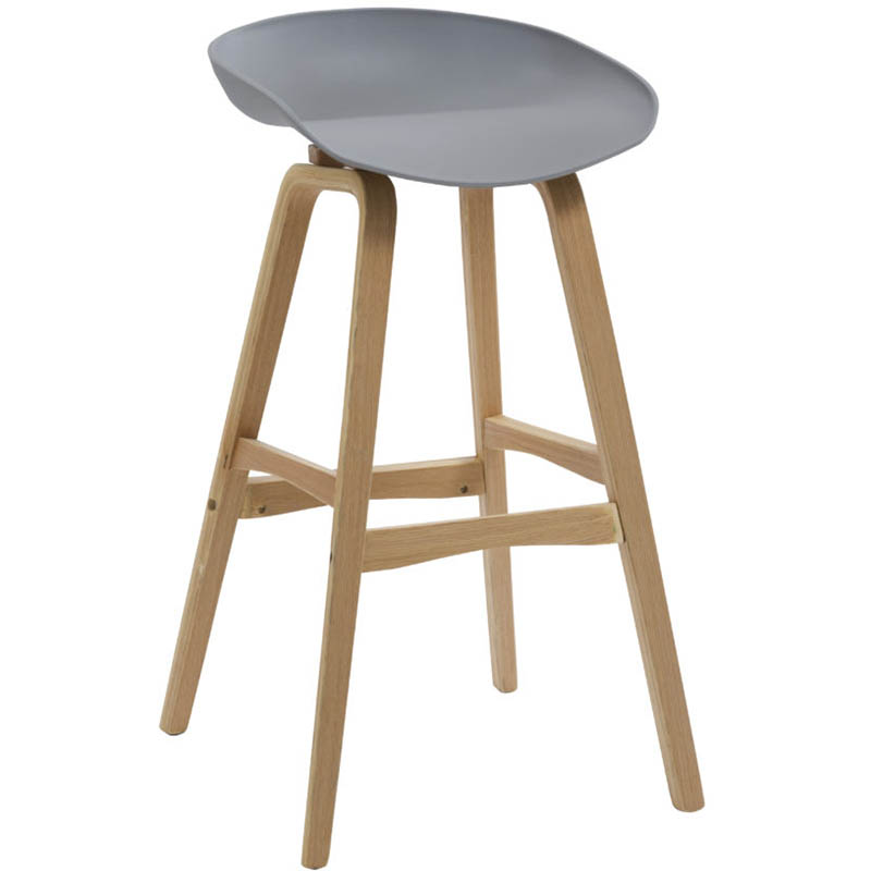 Image for RAPIDLINE VIRGO BARSTOOL OAK COLOURED TIMBER FRAME WITH POLYPROPYLENE SHELL SEAT GREY from Office Products Depot