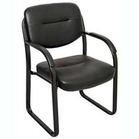 rapidline visitor chair sled base chair with arms pu black