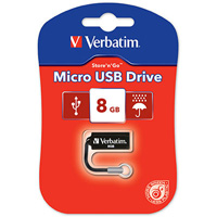 verbatim micro usb flash drive 2.0 8gb black