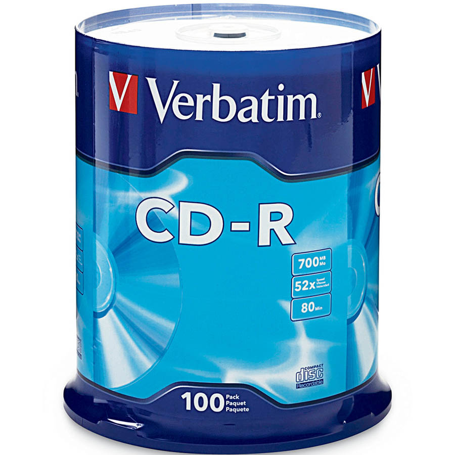 Image for VERBATIM CD-R 700MB 52X SPINDLE SILVER PACK 100 from Office Products Depot