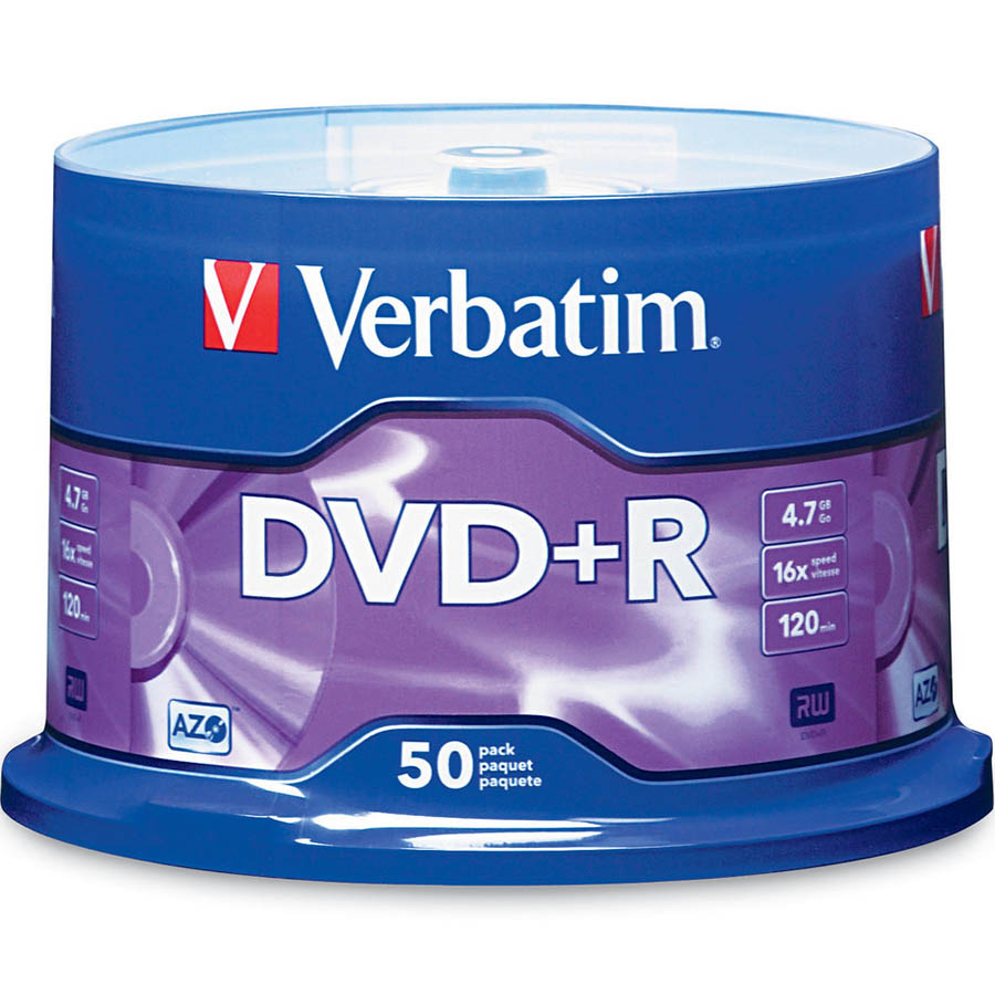 Image for VERBATIM DVD+R 4.7GB 16X SPINDLE SILVER PACK 50 from Albany Office Products Depot