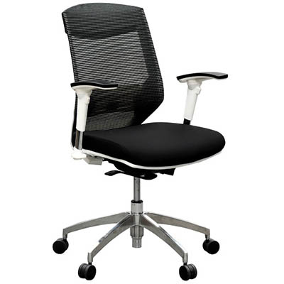 Image for VOGUE TASK CHAIR MEDIUM MESH BACK ARMS BLACK SEAT WHITE FRAME ALUMINIUM BASE from Total Supplies Pty Ltd