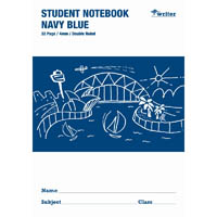 writer student notebook 4mm double ruled/guide 32 page 250 x 175mm navy blue