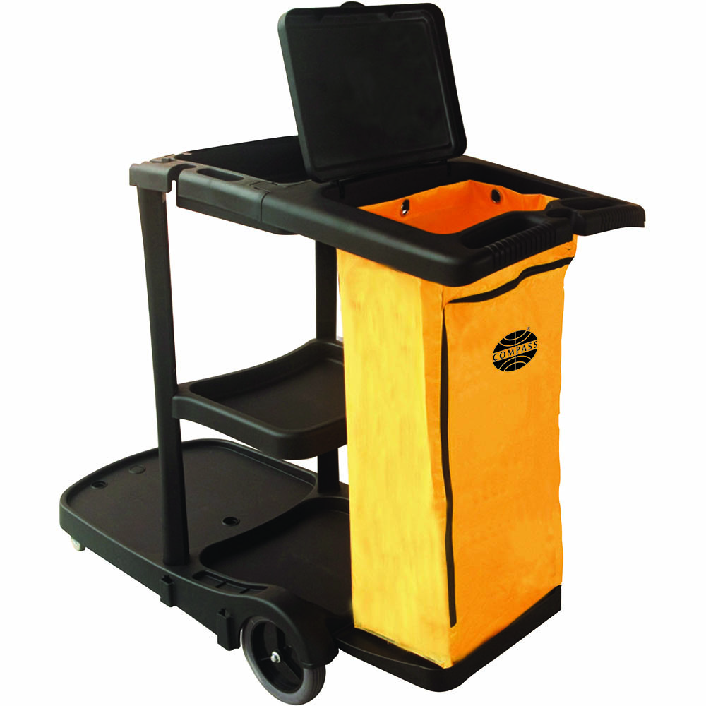Image for COMPASS JANITORS CART WITH LID YELLOW/BLACK from MOE Office Products Depot Mackay & Whitsundays
