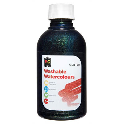 Image for EDUCATIONAL COLOURS WASHABLE WATERCOLOUR GLITTER PAINT 250ML BLACK from Margaret River Office Products Depot