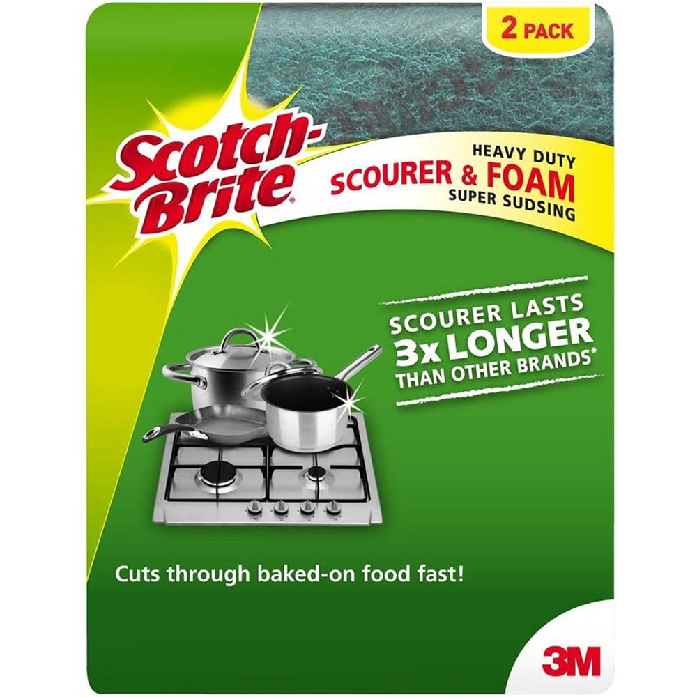 Image for SCOTCH-BRITE HEAVY DUTY FOAM SCRUB PACK 2 from Office Products Depot Gold Coast