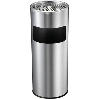 Image for COMPASS STAINLESS STEEL LOBBY BIN WITH ASHTRAY 10 LITRE from MOE Office Products Depot Mackay & Whitsundays
