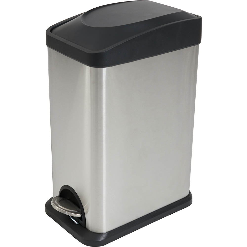 Image for COMPASS PEDAL BIN RECTANGULAR STAINLESS STEEL 15 LITRE from Ross Office Supplies Office Products Depot