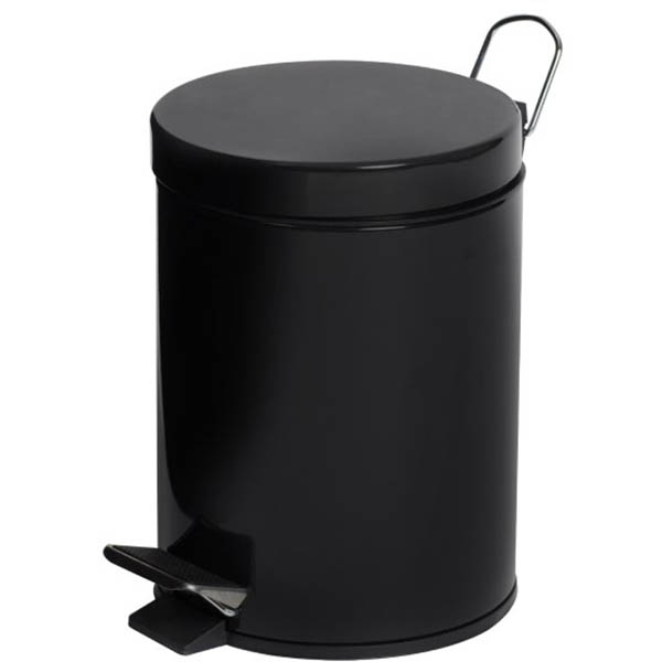 Image for COMPASS PEDAL BIN ROUND POWDER COATED 5 LITRE BLACK from Ross Office Supplies Office Products Depot