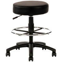 ys design utility stool with drafting ring black frame and pu cover
