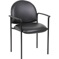 ys design stacking visitors chair medium back arms pu black