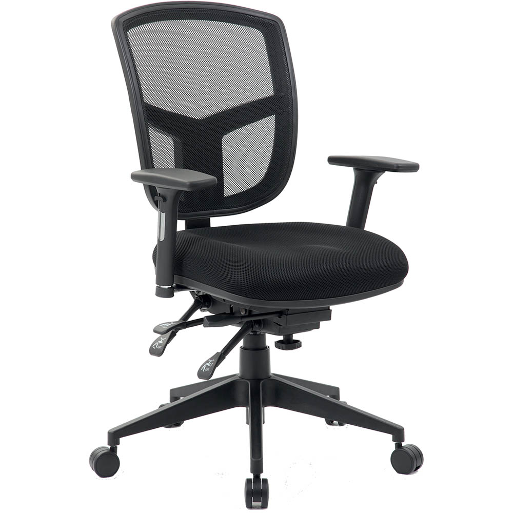 Image for MIAMI TASK CHAIR MEDIUM MESH BACK ARMS BLACK from Total Supplies Pty Ltd